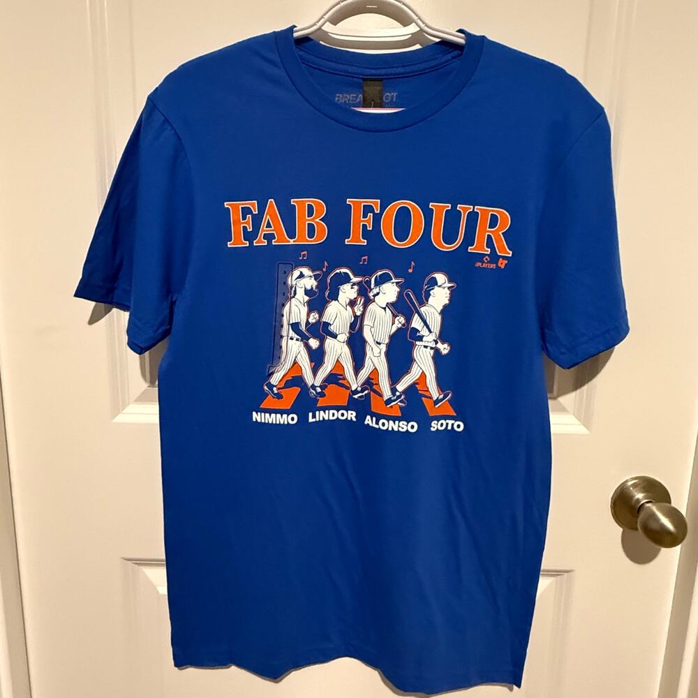 BreakingT New York Mets Fab Four T Shirt S NWT Nimmo Lindor Alonso Soto MLB